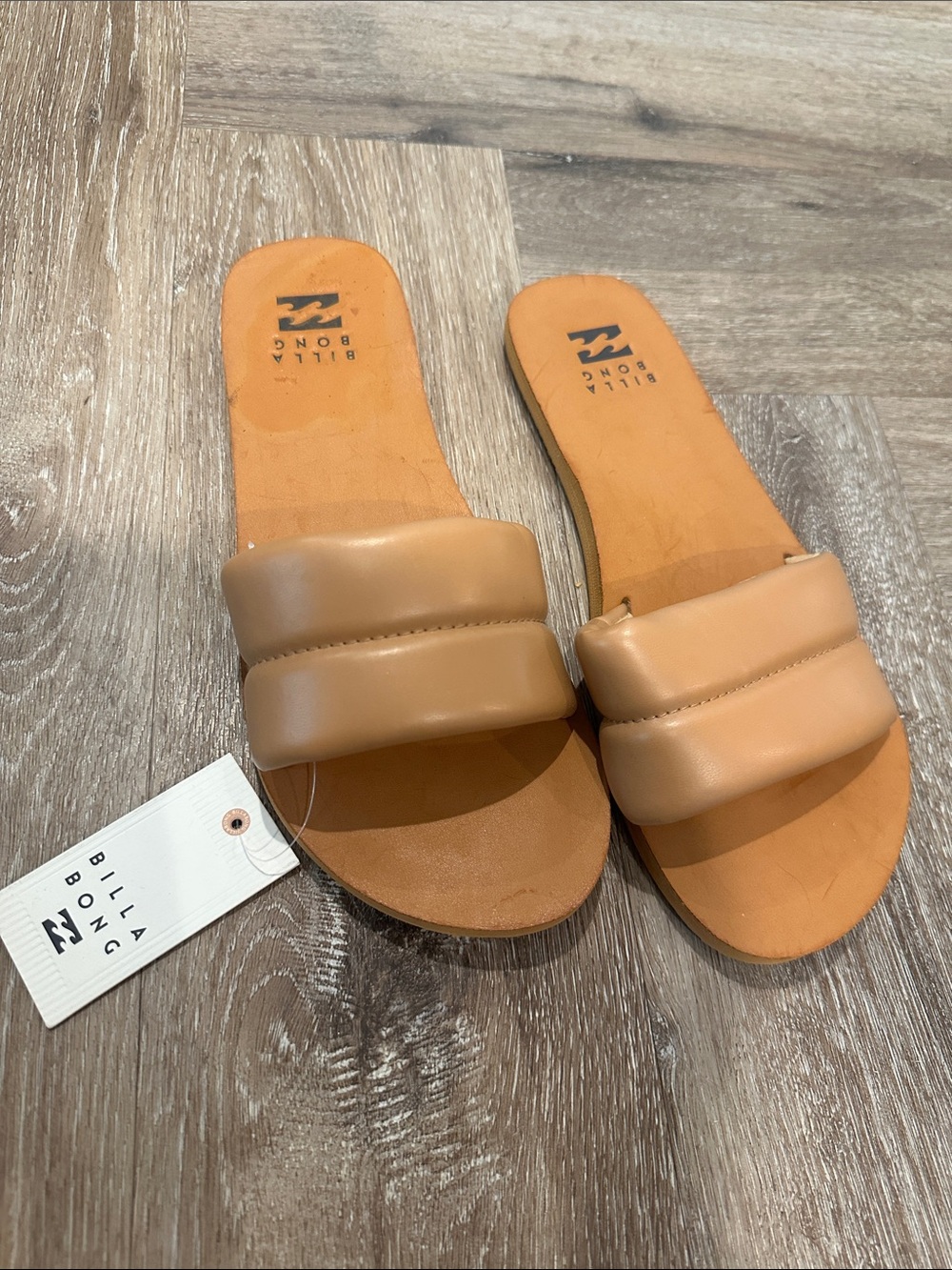 Billabong Women's Light Brown Padded Slide Sandals